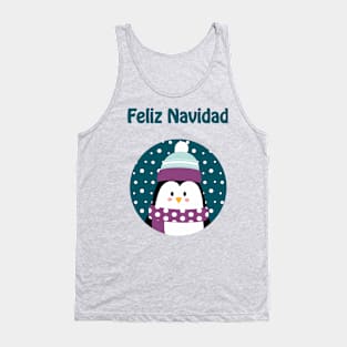Feliz Navidad - Cute penguin wishing merry Christmas in Spanish Tank Top